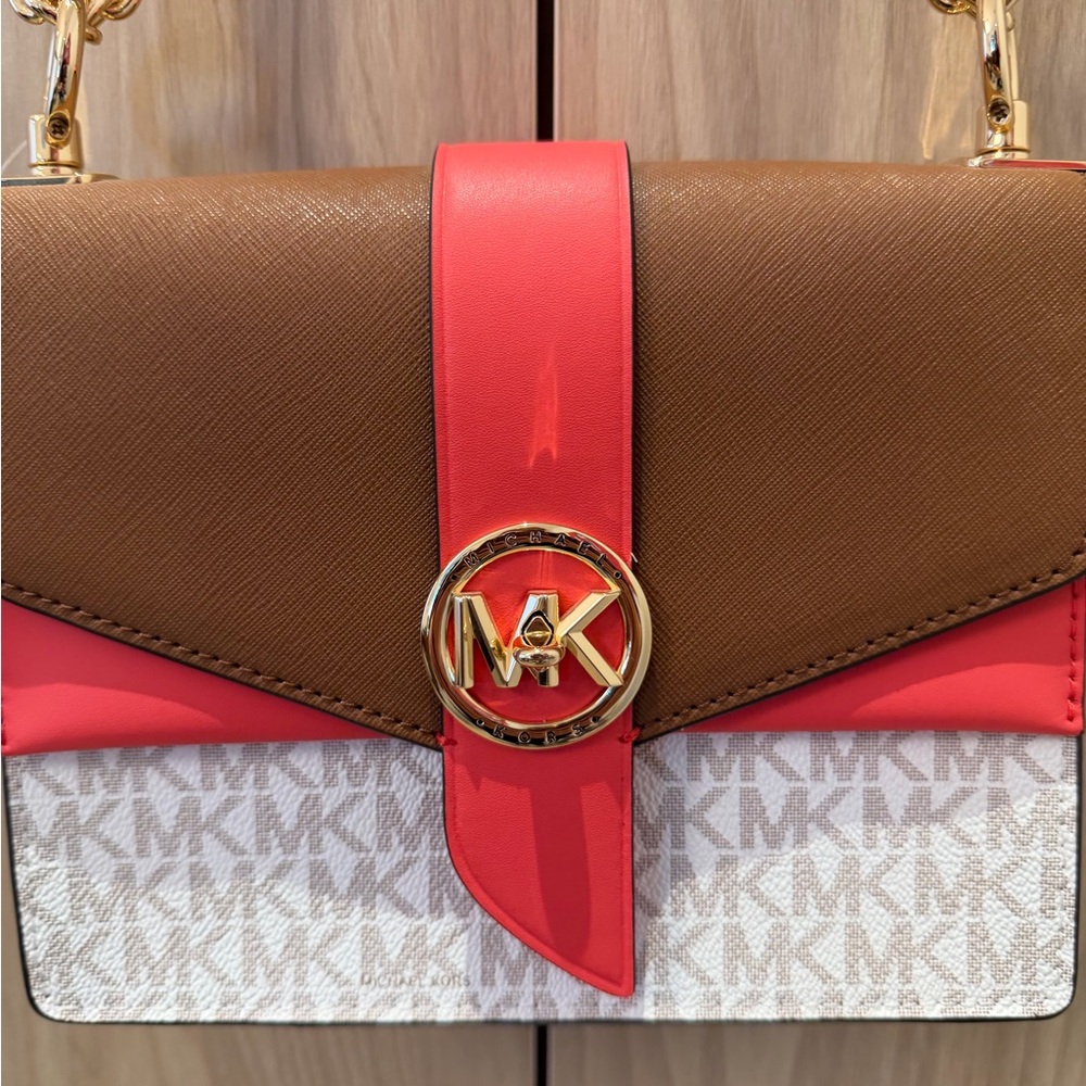 Michael Kors Red and Brown Crossbody Bag